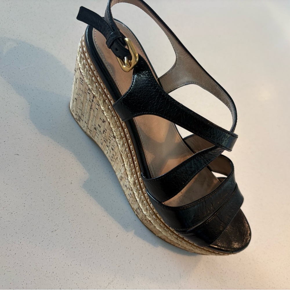 Prada Black Wedge Sandals. Size 37.